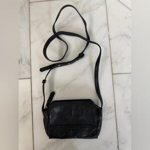 Liebeskind women’s black leather adjustable strap crossbody mini purse